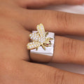 Cute Bee Two Tone Zircon Ring In Copper For Women Korean European American Fashion Accessory view 4