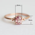 New Copper Pink Zircon Princess Ring Oval Simulated Diamond Engagement Finger Ring view 2