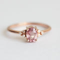 New Copper Pink Zircon Princess Ring Oval Simulated Diamond Engagement Finger Ring view 1