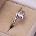 Creative Copper Square Zircon Inlaid Ring Simple European Style Women's Engagement Band view 3