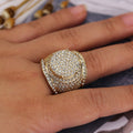 European American Men's Gold Plated Full Zircon Oversized Statement Ring Jewelry view 4