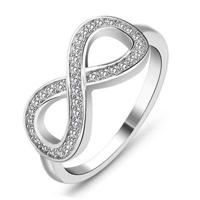 Minimalist Infinity 8 Ring With Zircon Inlay, Exaggerated European American Fashion Jewelry