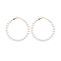 Elegant Woven Imitation Pearl Hoop Earrings For Women, Gold Alloy Oversized Round Circle Earrings view 5