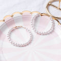 Elegant Woven Imitation Pearl Hoop Earrings For Women, Gold Alloy Oversized Round Circle Earrings view 2