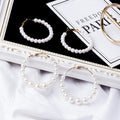 Elegant Woven Imitation Pearl Hoop Earrings For Women, Gold Alloy Oversized Round Circle Earrings view 1