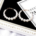 Elegant Woven Imitation Pearl Hoop Earrings For Women, Gold Alloy Oversized Round Circle Earrings view 3