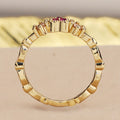 Gold Plated Copper Heart Ring With Red Zircon Inlay And Crown Tail For Women view 4