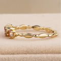 Gold Plated Copper Heart Ring With Red Zircon Inlay And Crown Tail For Women view 3