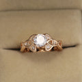 Fashion Copper Rose Gold Plated Hollow Floral Pattern Zircon Ring Jewelry Accessory view 2