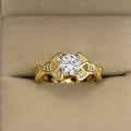 Fashion Copper Rose Gold Plated Hollow Floral Pattern Zircon Ring Jewelry Accessory view 7
