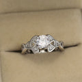Fashion Copper Rose Gold Plated Hollow Floral Pattern Zircon Ring Jewelry Accessory view 6