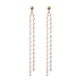 Elegant Long Pearl Tassel Drop Dangle Gold Alloy Beaded Fringe Chic Fashion Statement Earrings view 5