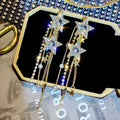 Metal Star Drop Earrings With Faux Crystal Pearl Tassel Elegant OL Fashion For Women view 4