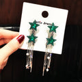 Metal Star Drop Earrings With Faux Crystal Pearl Tassel Elegant OL Fashion For Women view 3