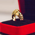 Gold Fish Mouth Shape Ring, High Quality Copper Gold Plated AAA Zircon Finger Ring For view 3