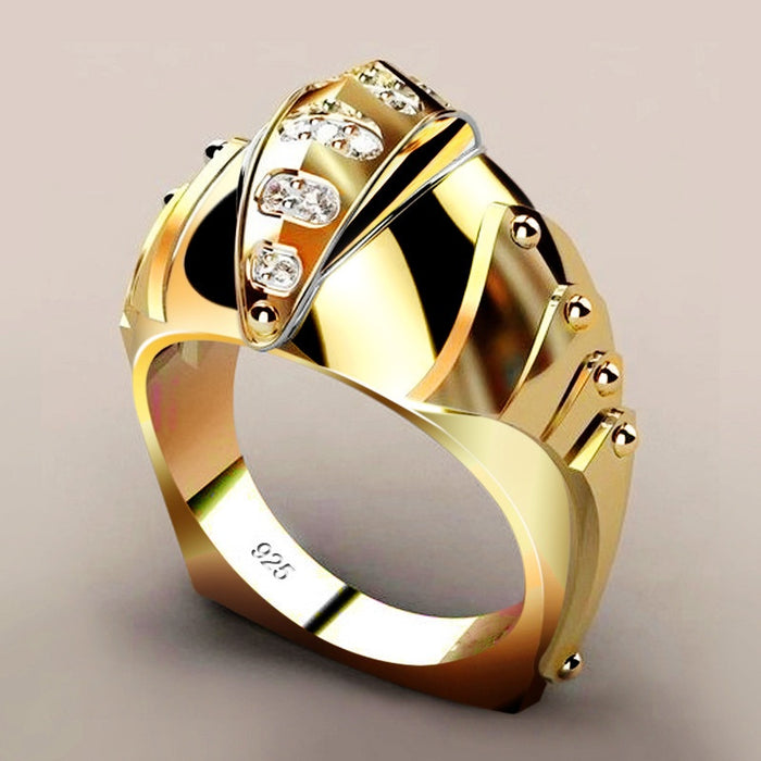 Gold Fish Mouth Shape Ring, High Quality Copper Gold Plated AAA Zircon Finger Ring For
