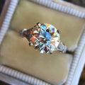 European Fashion Art Style Round Sparkling Zircon Women's Engagement Wedding Ring view 2