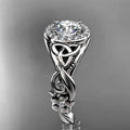 Classic Four Prong Zircon Diamond Ring, European American Elegant Palace Engraved Women's Goddess Ring view 2
