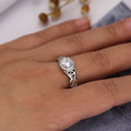 Classic Four Prong Zircon Diamond Ring, European American Elegant Palace Engraved Women's Goddess Ring view 4