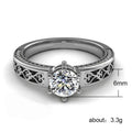 White Gold Plated Women's Hand Jewelry, European American Fashion Creative Heart Pattern Ring view 5