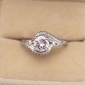 Luxury Women's Diamond Ring, White Gold Plated Fashion Round Zircon Ring For Europe And Middle East Jewelry view 2