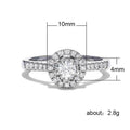 European American Women's Wedding Ring With Full Micro Pave Zircon, White Gold Plated Double Layer Simulated Diamond Rin view 5