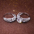 Hollow Heart Openwork Couple Ring Set 2 Piece Matching Rings Fashion Jewelry Accessories view 3