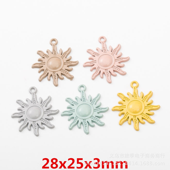 Gold Zinc Alloy Sun Charm Pendant for DIY Necklace Bracelet Jewelry Making