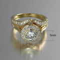 European American Fashion Couple Rings, Copper Imitation Gold Plated Matching Ring Set view 5