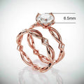Rose Gold Plated Copper Hollow Pattern Zircon Couple Ring Set For Women view 5