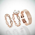 Rose Gold Plated Copper Hollow Pattern Zircon Couple Ring Set For Women view 1