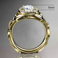 14K Gold Plated Lucky Vine Leaf Zircon Ring European Style Women Jewelry view 5