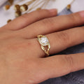 14K Gold Plated Lucky Vine Leaf Zircon Ring European Style Women Jewelry view 4
