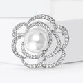 Alloy Rhinestone Hollow Camellia Brooch Light Luxury Clothing Pin view 3