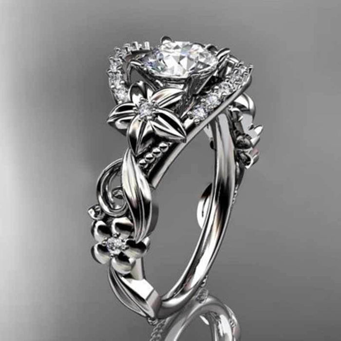 Hollow Flower Brass Ring Elegant Fashion Women Finger Jewelry Supply