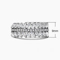 Double Row Full Zircon Copper Silver Plated Luxury Women's Finger Ring Jewelry view 5