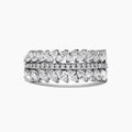 Double Row Full Zircon Copper Silver Plated Luxury Women's Finger Ring Jewelry view 1