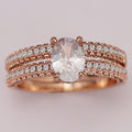 Sparkling Oval Four Prong Copper Couple Rings Princess Style Engagement Promise Rings For Women view 2