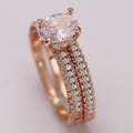 Sparkling Oval Four Prong Copper Couple Rings Princess Style Engagement Promise Rings For Women view 3