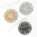 Metal Alloy Rhinestone Flower Brooch For Luxury Apparel Decoration view 2