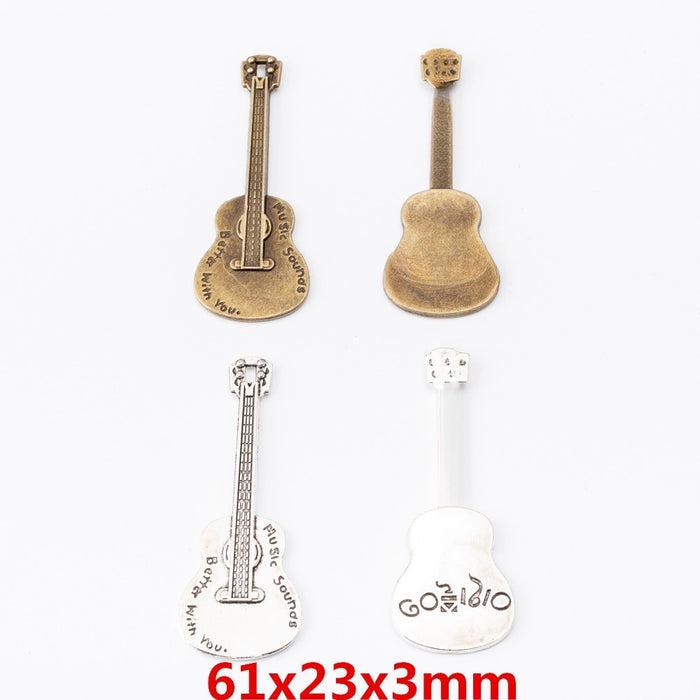 Zinc Alloy Guitar Charm Pendant No.077035 for DIY Necklace Bracelet Jewelry Making
