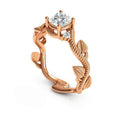 Rose Gold Plated Copper Vine Leaf Flower Zircon Women Ring With Pave Stones view 3