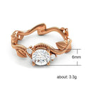 Rose Gold Plated Copper Vine Leaf Flower Zircon Women Ring With Pave Stones view 5