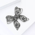 Alloy Rhinestone Bow Brooch For Elegant Women's Clothing Decoration view 3