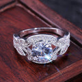 Princess Simulated Diamond Leaf Ring Engagement Wedding Women's Jewelry view 2