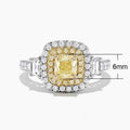 Luxury Micro Pave Zircon Simulated Diamond Ring, Princess Square Yellow Stone Fashion Jewelry view 5