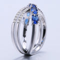 Creative X Shape Blue Zircon Ring Copper Fashion Jewelry Graduation Gift Accessory view 4