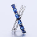 Creative X Shape Blue Zircon Ring Copper Fashion Jewelry Graduation Gift Accessory view 3