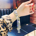 European Style Full Rhinestone Tassel Crystal Teardrop Irregular Bangle For Women view 1