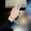 European Style Full Rhinestone Tassel Crystal Teardrop Irregular Bangle For Women view 4